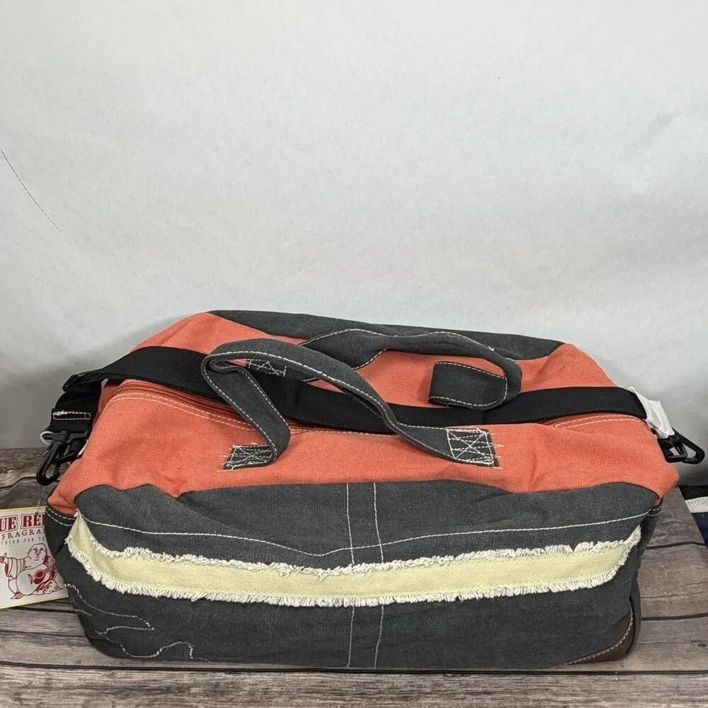 True Religion Overnight Duffel Bag Red Black 19x10x9 Carry On Horseshoe NWT